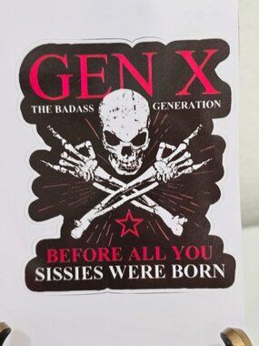 Artisan Gen X The Badass Generation Skull Skeleton Goth Vinyl Sticker Decal 2x3"